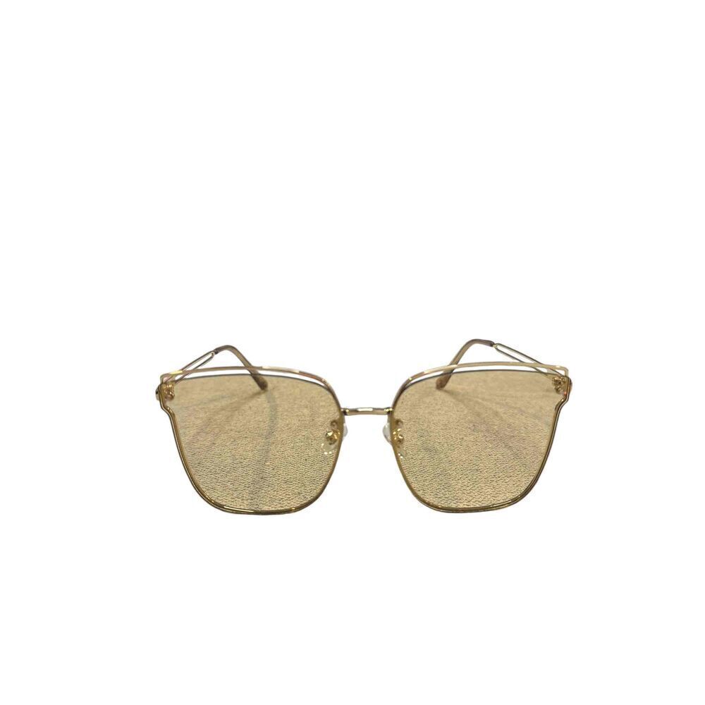 Bertha Noe Gold Wire Frame Yellow Tinted Lenses Square Sunglasses Women’s